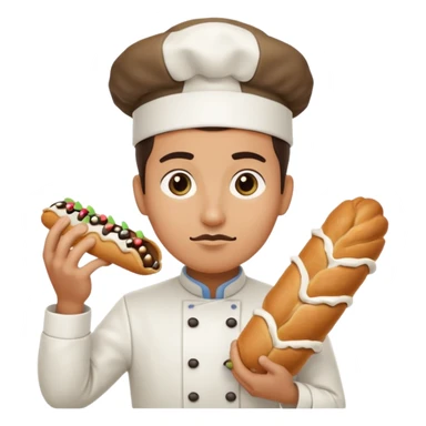 Cringe overworked pastry chef with cannoli sticker