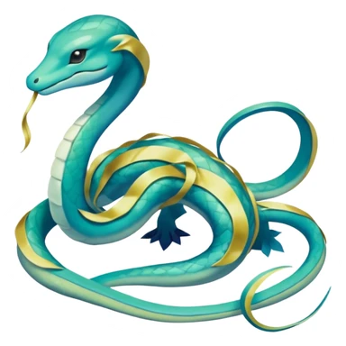 Sleek Serpentine Aquatic Ribbon-bodied Elegant Pokémon-Fakémon-Digimon-Creature, (full body) sticker