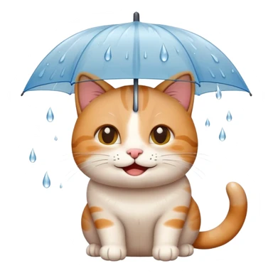 cute happy cat enjoying the rain with a smile sticker