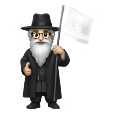 rabbin with Sidelocks holding israel flag in his hands sticker