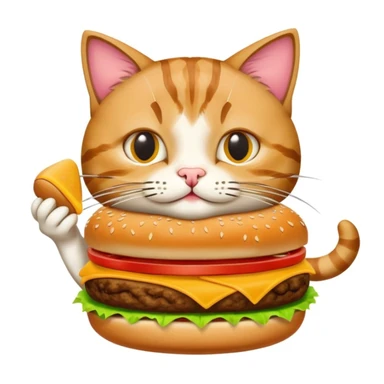 Cat eating burger sticker