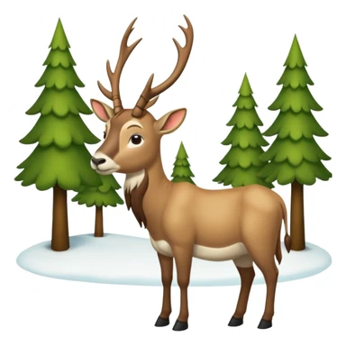 Eland voor slede in dennenbos  sticker