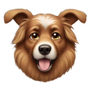 Fluffy brown dog with standing ears. His nose and face has dark brown spots.  sticker