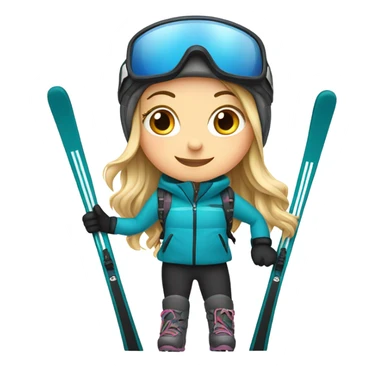 White Girl with skis sticker