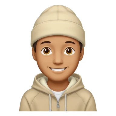 man with creme cap and hoodie sticker