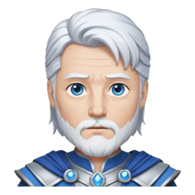 Odin with blue eyes, white hair, silver outfit sticker