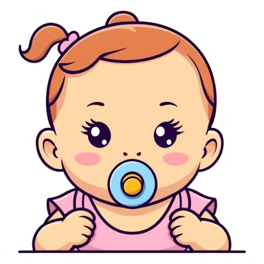 baby girl with a pacifier in her mouth sticker