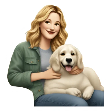 Drew Barrymore With Her Dog Douglas  sticker