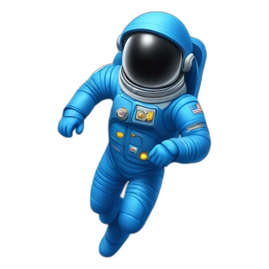 blue spaceman in a blue suit flying sticker