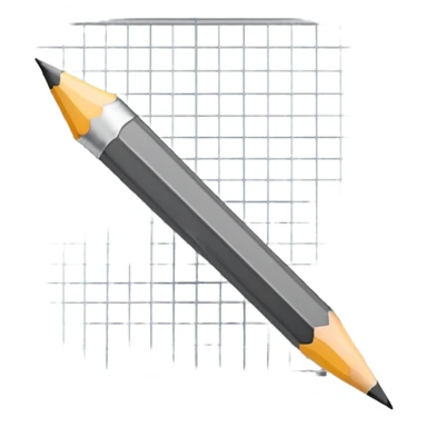 pencil placed over a square grid, representing the sketching phase of a logo sticker