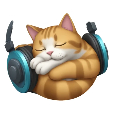 Cat sleeping with music sticker