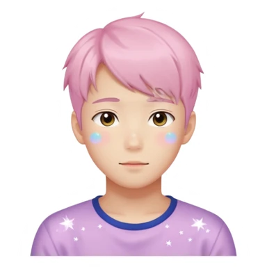 Gorgeous bright sparkly romantic Asian anime pastel guy with blushing face aesthetic trending style outside sticker