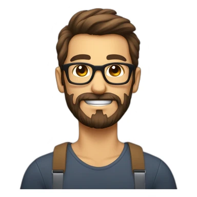 Geek avec des lunettes et cheveux brun avec barbe sans moustache et des cheveux lisse sticker