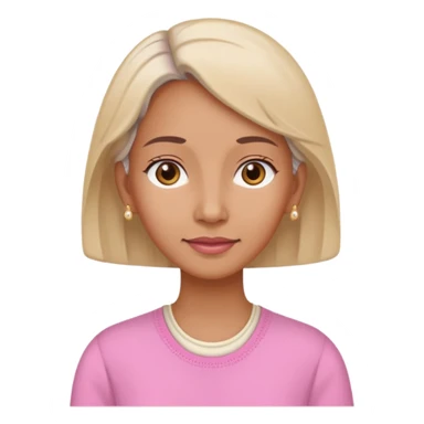 Memoji woman baju pink muka,telinga warna cream, telinga pakai alat dengar warna beinge sticker