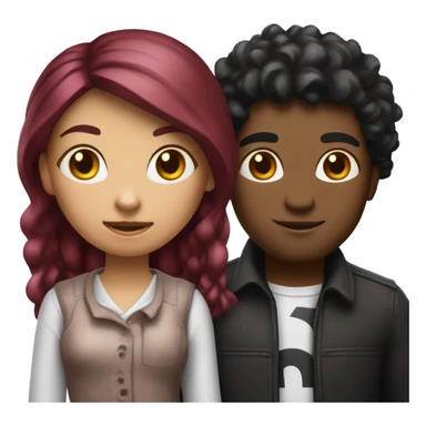 Girl with burgundy hair next to a tall boy with short black hair holding up a sign that says “BFF” sticker