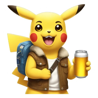 Pikachu with beer sticker