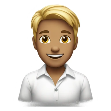 smiling boy in white shirt sticker