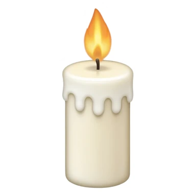 A simple emoji-style illustration of a candle with no flame, the wick slightly burnt, and a small amount of light smoke rising, minimal design, flat emoji look sticker
