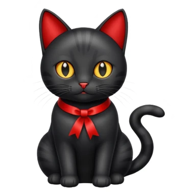 Black cat with red 🎀 emoji sticker