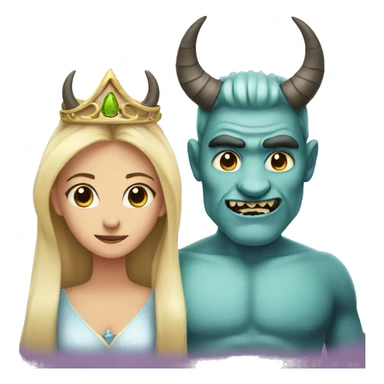 a princess and a monster with horns sticker