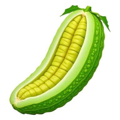 A long strip of bitter melon, no internal structure sticker