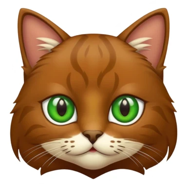 eine braune flauschige niedliche katze mit grünen augen die augen sollen nicht leuchten sondern matt sein  sticker