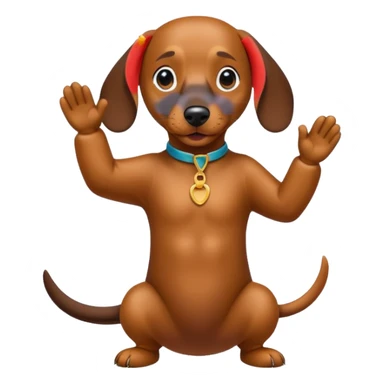 Create a dachshund doing a dab move sticker