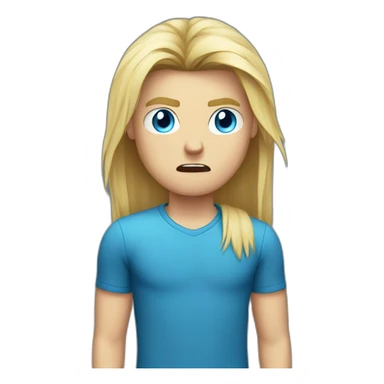 blue-eyed male angry teenager long straight blond hair sticker