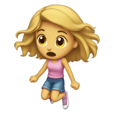 Girl jumping with sad expression sticker