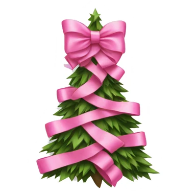 Pink bow cut Christmas tree sticker