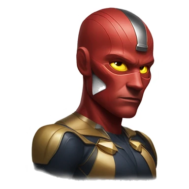 vision of marvel hero，red skin，yellow gem in head center sticker