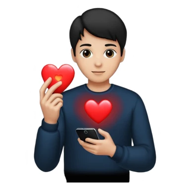 person silhouette holding a phone with a heart sticker
