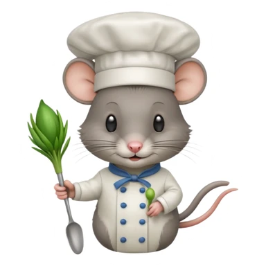 Rat with a Cheif hat and a ladle and spring onion  sticker