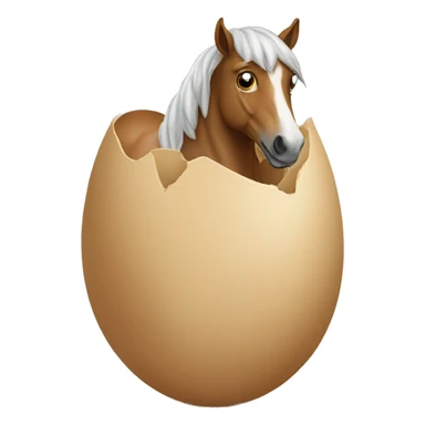 horse sitting on a large beige egg sticker