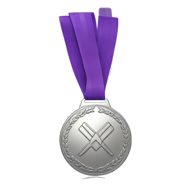 silver olympics medal with purple ribbon sticker
