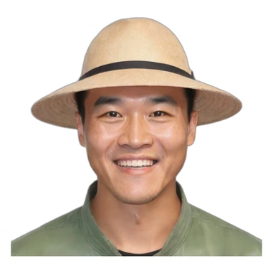 chinese man wearing rice paddy hat sticker