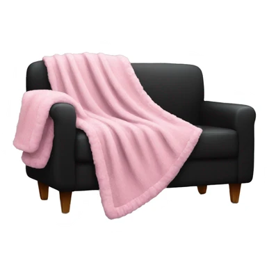 Pink cozy blanket on a black sofa  sticker