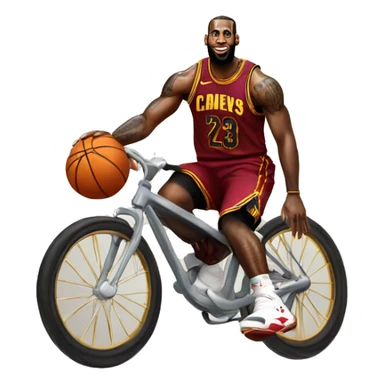 Lebron James with basketball riding a rockey sticker