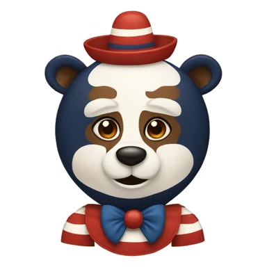 Clown bear. Navy, Red, Brown, and Crème white sticker
