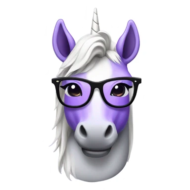 Purple unicorn with glasses sticker