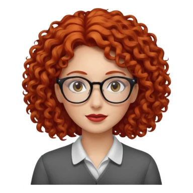 Peli roja rizada con lentes sticker