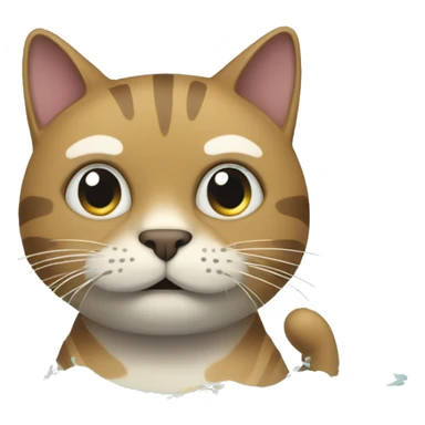 Generate an emoji that depicts a cat swimming while looking anxious. sticker