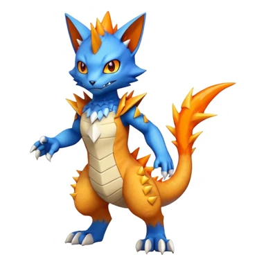 Gabite-Veemon-Digimon-Peppercat-Pokémon-Flamedramon-fusion-hybrid-creature, Full body  sticker