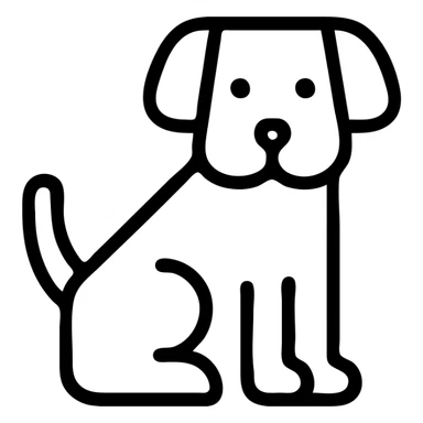dog icon, simple and clear, minimal details, black outline, no fill sticker