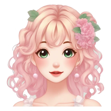 Gorgeous anime style lady with blushing face and accessories cottagecore fairycore  Kawaii anime colorful pearly romantic simplistic aesthetic trending stylea sticker