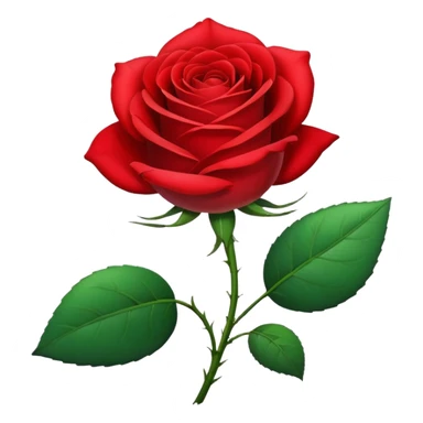 Generate a high-quality image of a single rose flower with stem and leaves, realistic color and shading, smooth gradient colors, no human figures, no facial features, no brand markings, simple white background, high-resolution.
 sticker