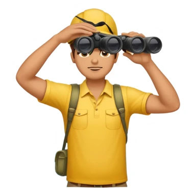 Male lifeguard – yellow shirt, binoculars in hand, scanning the sea, full body sticker