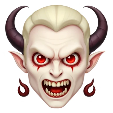 Vampire with curved horns and fangs sticker