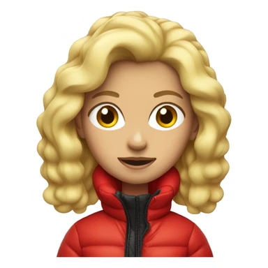 Blonde girl in red puffer jacket sticker