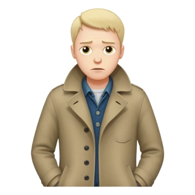 A sad man turns his pockets outside out and looks sadly at the camera sticker